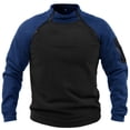 thumbnail image 1 of FINALGANG Men Versatile Sweatshirts Solid Color Patchwork Stand Collar Long Sleeve Pullover Outdoor Tactical Top With Zippers Skin Friendly Relaxed Fit Activewear, 1 of 2