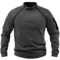 thumbnail image 1 of FINALGANG Men Versatile Sweatshirts Solid Color Patchwork Stand Collar Long Sleeve Pullover Outdoor Tactical Warm Top With Zippers Leisure Breathable Daily Wear, 1 of 2