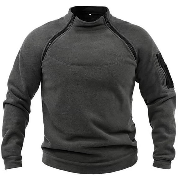 FINALGANG Men Versatile Sweatshirts Solid Color Patchwork Stand Collar Long Sleeve Pullover Outdoor Tactical Warm Top With Zippers Leisure Breathable Daily Wear