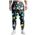 thumbnail image 1 of FINALGANG Men Versatile Trousers Cartoon Print Stylish Plaid Pants Drawstring Ankle-Tied Sweatpants With Pockets Relaxed Fit Comfort Daily Wear, 1 of 5
