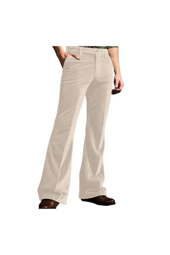 Men Versatile Trousers Solid Color Plus Size Wide Leg Pants Button Down Bell Bottoms With Pockets Relaxed Fit Comfort Daily Wear