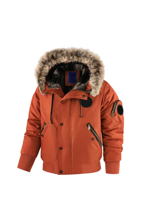 Men Winter Jacket Warm Windproof Thicken Long Sleeve Hooded Zip Up Parka Winter Coat With Pockets Man Stylish Casual Daily Holiday Party Jacket,Red,S