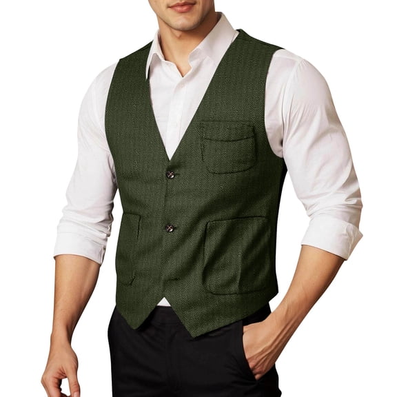 FINALGANG Men's Casual Outdoor Vest Solid Color Slim Fit Jacket With Pockets Sleeveless V Neck Button Front Gilet For Daily Activities Leisure Top