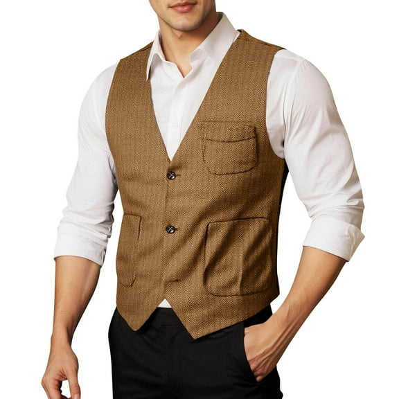 FINALGANG Men's Casual Outdoor Vest Solid Color Slim Fit Jacket With Pockets Sleeveless V Neck Button Front Gilet For Daily Activities Versatile Top