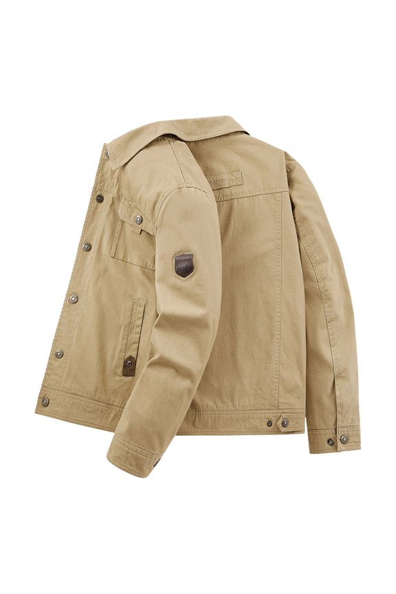 Men's Coat Casual Solid Color Trucker Jacket Long Sleeve Button Front Lapel Coat With Multiple Pockets For Daily Casual Outdoor Wear Cozy Outerwear