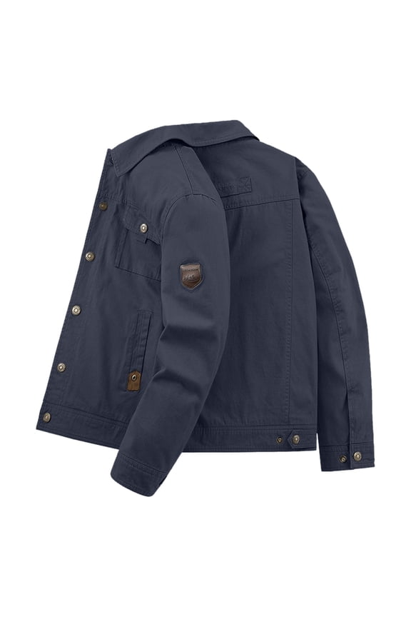 Men's Coat Casual Solid Color Trucker Jacket Long Sleeve Button Front Lapel Coat With Multiple Pockets For Daily Casual Outdoor Wear Leisure Outerwear