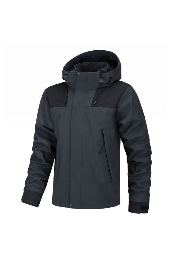 Men's Coat Waterproof Warm Snowboard Jacket With Hood Color Block Long Sleeve Zipper Front Windproof Coat For Skiing Snowboarding Winter Outdoor Wear Leisure Outerwear