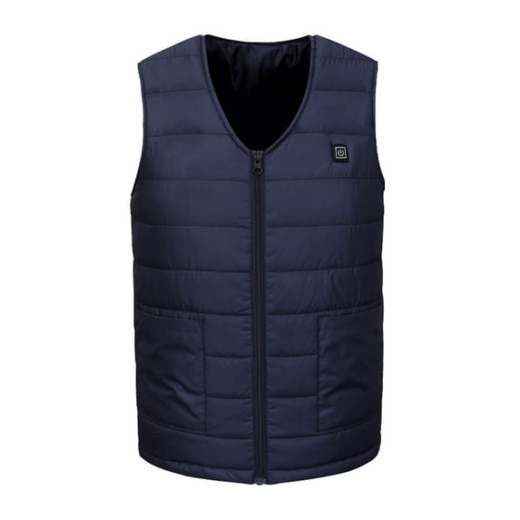 FINALGANG Men's Heated Vest Puffer Solid Color Warm Coat Sleeveless Zipper V Neck Slim Fit Gilet For Casual Daily Wear Leisure Top