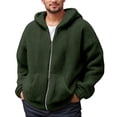 thumbnail image 1 of FINALGANG Men's Hoodie Autumn Winter Solid Color Plush Warm Coat Long Sleeve Zipper Loose Fit Sweatshirt For Cold Weather Outdoor Wear Trendy Sweatshirts, 1 of 5