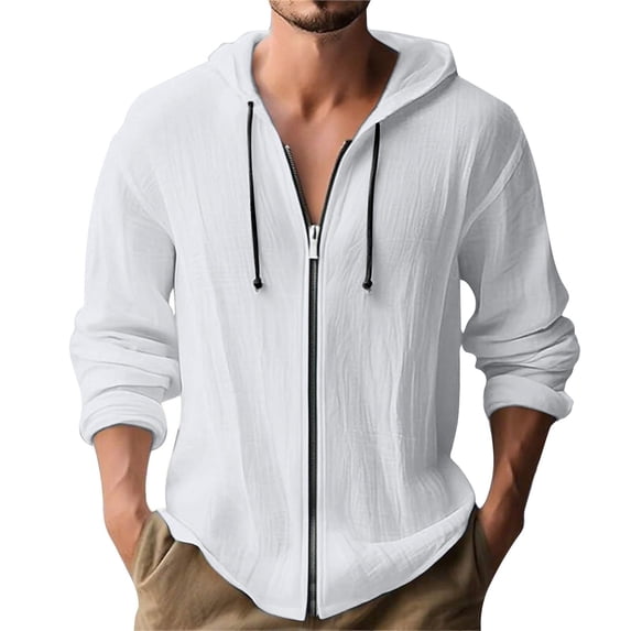 FINALGANG Men's Hoodie Solid Color Casual Zip Up Sweatshirt Long Sleeve Lightweight Zipper Coat For Outdoor Sports Versatile Sweatshirts