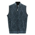 thumbnail image 1 of FINALGANG Men's Knit Sweater Vest Warm Diamond Pattern Relaxed Fit Textured Coat Sleeveless Full Zipper Cardigan For Cold Weather Fashionable Knitwear, 1 of 7