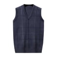 thumbnail image 1 of FINALGANG Men's Knitted Sweater Vest Winter Thermal Plaid Pattern Relaxed Fit Pullover Sleeveless V Neck Jumper For Cold Weather Stylish Knitwear, 1 of 7