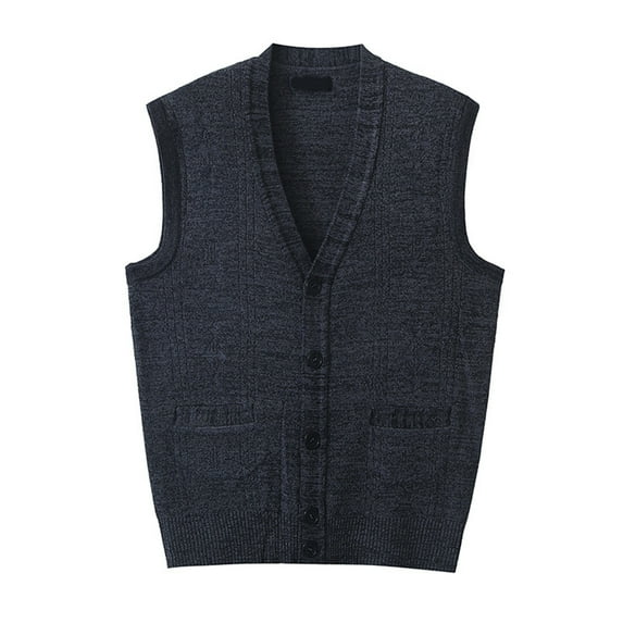 FINALGANG Men's Knitted Vest Solid Color Slim Fit Outerwear Coat Sleeveless Button Front Gilet With Pockets For Casual Daily Outdoor Wear Soft Top