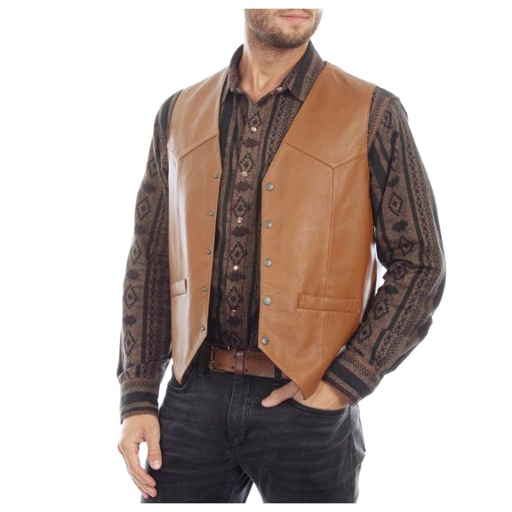 FINALGANG Men's Leather Suit Vest Slim Fit Solid Color Business Gilet Sleeveless Button Front V Neck Tank Top For Daily Wear Fashionable Top