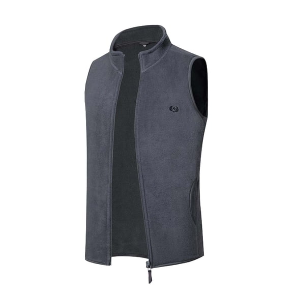 FINALGANG Men's Plush Vest Solid Color Stand Collar Warm Jacket Sleeveless Zipper Relaxed Fit Gilet For Casual Daily Wear Fashionable Top