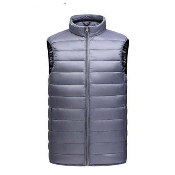 FINALGANG Men's Puffer Vest Solid Color Stand Collar Warm Jacket Winter Sleeveless Zipper Relaxed Fit Gilet For Casual Daily Wear Stylish Top