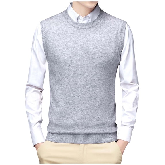 FINALGANG Men's Sweater Vest Fall Winter Solid Color Relaxed Fit Vest Sleeveless V Neck Jumpser For Cold Weather Casual Daily Wear Stylish Knitwear