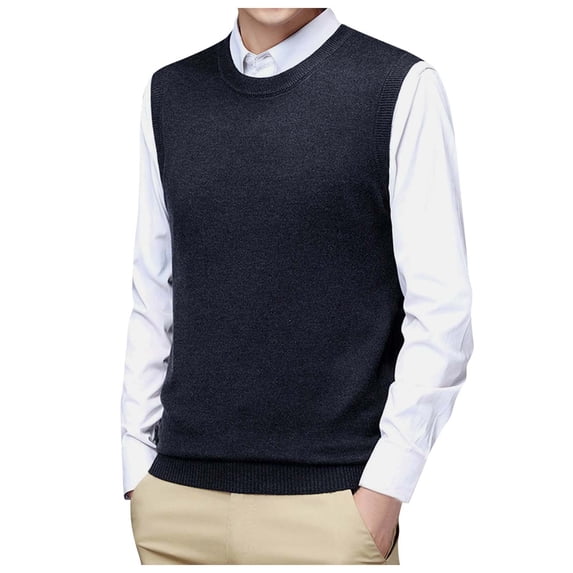 FINALGANG Men's Sweater Vest Fall Winter Solid Color Relaxed Fit Vest Sleeveless V Neck Jumpser For Cold Weather Casual Daily Wear Trendy Knitwear