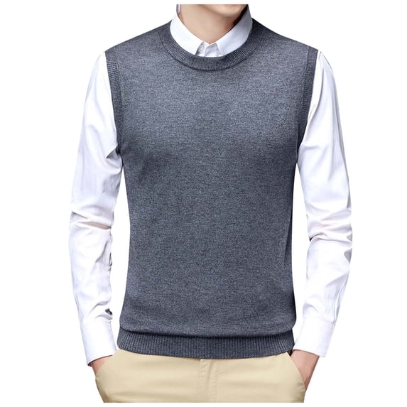 FINALGANG Men's Sweater Vest Winter Thermal Solid Color Slim Fit Pullover Sleeveless Crewneck Jumper For Casual Daily Outdoor Wear Classic Knitwear