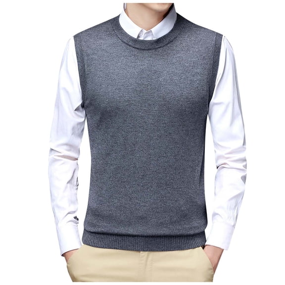 FINALGANG Men's Sweater Vest Winter Thermal Solid Color Slim Fit Pullover Sleeveless Crewneck Jumper For Casual Daily Outdoor Wear Trendy Knitwear