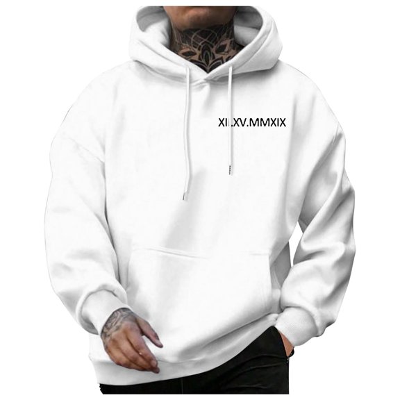 FINALGANG Men's Valentine's Day Drawstring Hoodie With Letter Prints Long Sleeve Loose Fit Pullover For Daily Casual Wear Classic Top