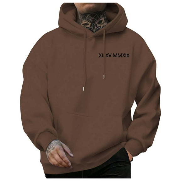 FINALGANG Men's Valentine's Day Drawstring Hoodie With Letter Prints Long Sleeve Loose Fit Pullover For Daily Casual Wear Leisure Top