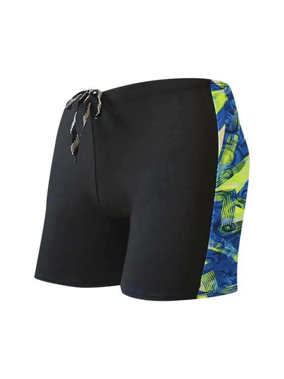 Mens Black And Blue Geometric Pattern Swim Trunks Casual Drawstring Waist Athletic Swim Shorts Quick Dry Performance Swimming Boxers For Beach Pool And Summer Sports Green L