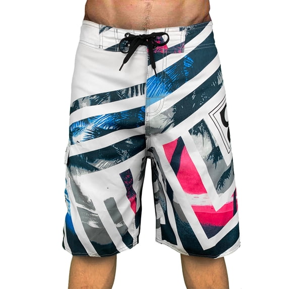 FINALGANG Mens Board Shorts Swim Trunks With Tree Print Comfortable Casual Beach Shorts For Outdoor Walking Daily Wear White 40