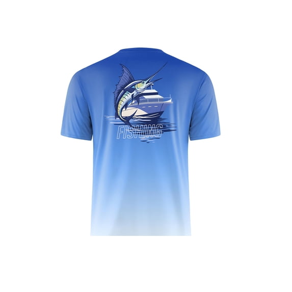 FINALGANG Mens Casual Print Gradient T Shirt Short Sleeve Crewneck Quick Dry Performance Athletic Tee For Beach Summer Fishing Sky Blue S