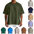 thumbnail image 1 of FINALGANG Mens Classic Wide Crew Neck Oversized Drop Shoulder Solid Color Short Sleeve T-Shirts Loose Fit Daily Outdoor Basic Casual Tees For Daily Wear Trendy Top XXL, 1 of 5