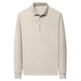 thumbnail image 1 of FINALGANG Mens Contrast Collar Long Sleeve Polo Shirt With Button Placket Slim Fit Soft Breathable For Fathers Day Gift Daily Wear Everyday Activities Soft Top, 1 of 9
