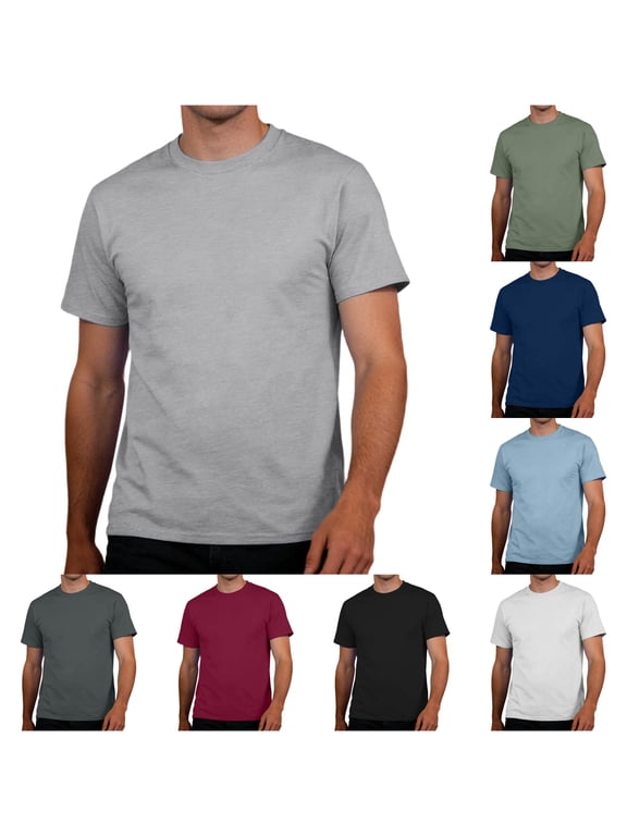 Mens Crew Neck Plain Blank Solid Color Short Sleeve T-Shirt Regular Fit Basic Daily Outdoor Soft Casual Shirts For Daily Wear Versatile Top Grey M
