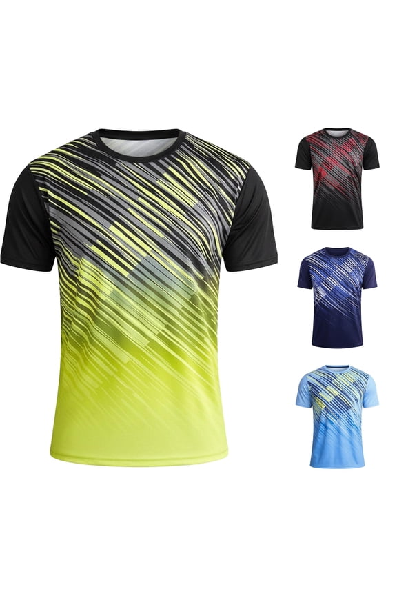 Mens Crew Neck Raglan Short Sleeve Tee Gradient Abstract Print Quick Dry Lightweight Regular Fit Team Sports Running Fitness Athletic Top Classic TShirts Yellow XXXXXL