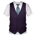 thumbnail image 1 of FINALGANG Mens Crew Neck Short Sleeve 3D Printed Suit Vest Tie TShirt For Party Casual Gatherings Themed Event Wear Dark Purple M, 1 of 2
