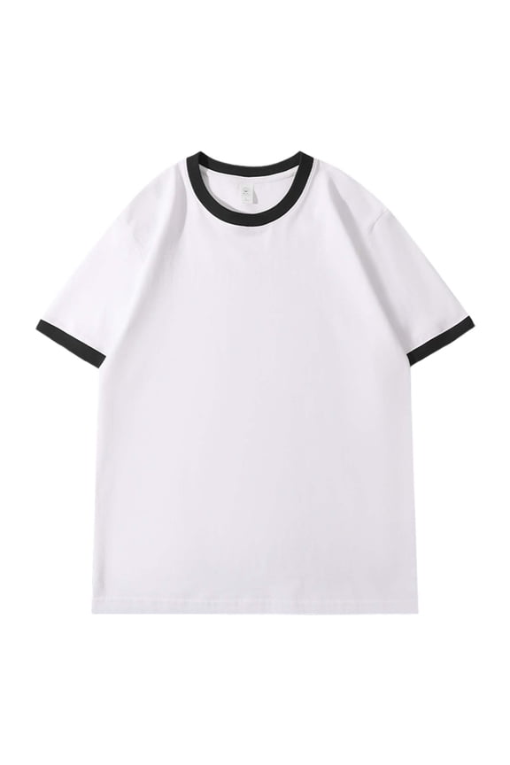 Mens Crew Neck Short Sleeve Ringer TShirt With Contrast Trim Loose Fit Breathable For Fathers Day Gift Casual Daily Wear Streetwear Everyday Activities Classic Tee