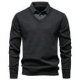 thumbnail image 1 of FINALGANG Mens Fall Winter Sweater Solid Color V Neck Long Sleeve Ribbed Hem Shirt Collar Jumper For Daily Wear Business Casual Gray XXL, 1 of 3