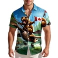 thumbnail image 1 of FINALGANG Mens Fashion Casual Prints Short Sleeve Button Down Shirt With Bust Pocket Casual Relaxed Fit Shirt For Summer Daily Wear Blue L, 1 of 5
