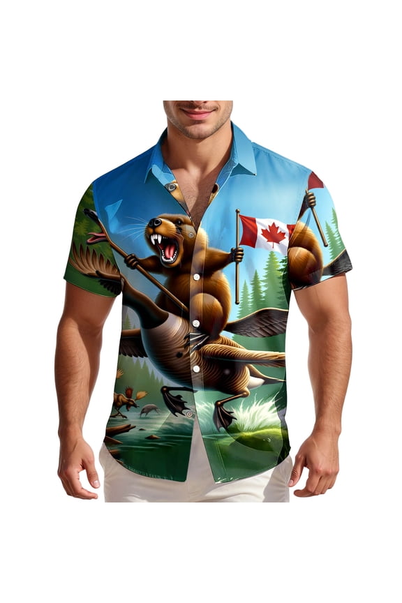 Mens Fashion Casual Prints Short Sleeve Button Down Shirt With Bust Pocket Casual Relaxed Fit Shirt For Summer Daily Wear Blue XXXXXL