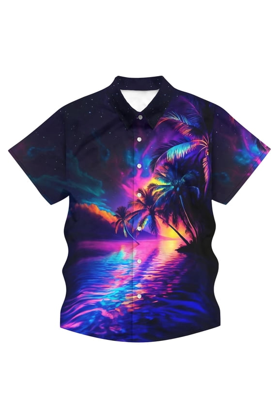 Mens Fashion Casual Prints Short Sleeve Button Down Shirt With Bust Pocket Casual Relaxed Fit Shirt For Summer Daily Wear Dark Blue XXXL