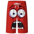 thumbnail image 1 of FINALGANG Mens Funny Face Print Beach Shorts Casual Drawstring Waist Swim Trunks Quick Dry Lightweight Board Shorts For Summer Daily Wear Red XXL, 1 of 4