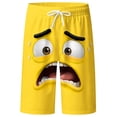 thumbnail image 1 of FINALGANG Mens Funny Face Print Beach Shorts Casual Drawstring Waist Swim Trunks Quick Dry Lightweight Board Shorts For Summer Daily Wear Yellow L, 1 of 4