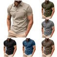 thumbnail image 1 of FINALGANG Mens Polo Collar Solid Button Placket Short Sleeve Shirt Slim Fit Soft Breathable Daily Golf Business Plain Polo Tees Versatile Top XXL, 1 of 6