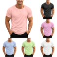thumbnail image 1 of FINALGANG Mens Scoop Neck Short Sleeve Tee Soft Stretchy Relaxed Fit Plain Solid Color Everyday Basic Casual Top Leisure TShirts Pink S, 1 of 7