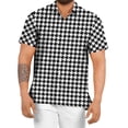 thumbnail image 1 of FINALGANG Mens Short Sleeve Polo Shirt Casual Print Button Front Relaxed Fit Collared Shirt For Summer Beach Vacation Daily Wear Black XXXL, 1 of 8