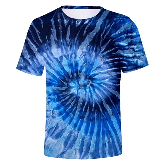 FINALGANG Mens Short Sleeve Tie Dye Spiral Print TShirts Colorful Gradient Crewneck Loose Fit Tees For Summer Beach Daily Wear Multicolor XL