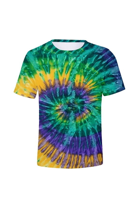 Mens Short Sleeve Tie Dye Spiral Print TShirts Colorful Gradient Crewneck Loose Fit Tees For Summer Beach Daily Wear Multicolor XXXL