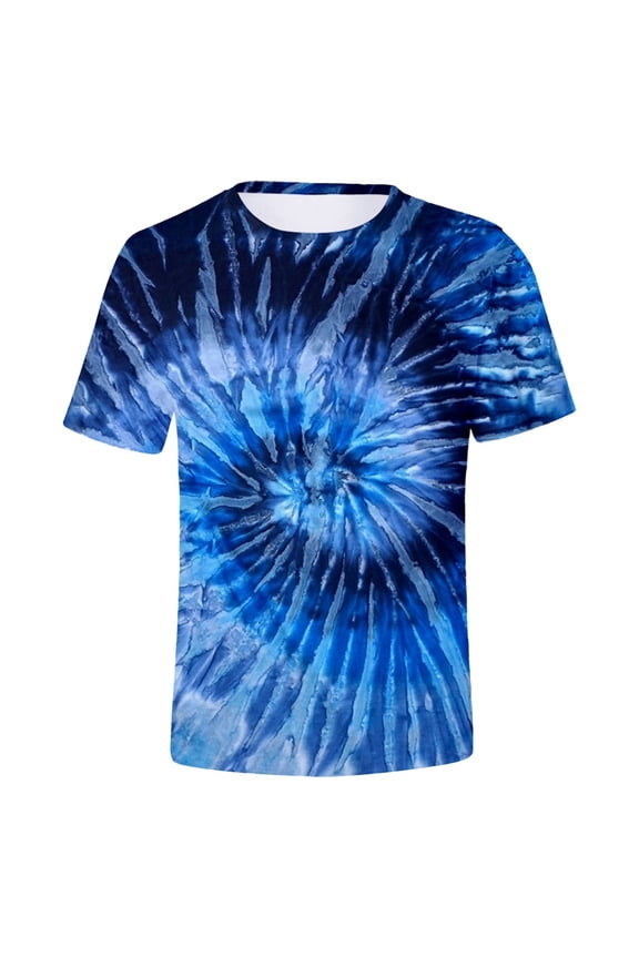 Mens Short Sleeve Tie Dye Spiral Print TShirts Colorful Gradient Crewneck Loose Fit Tees For Summer Beach Daily Wear Multicolor XXXXL