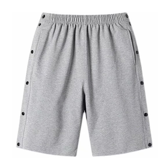 FINALGANG Mens Solid Color Breathable Casual Shorts With Elastic Waistband Full Side Snap Buttons Loose Fit Shorts For Sports Training Daily Streetwear Leisure Shorts
