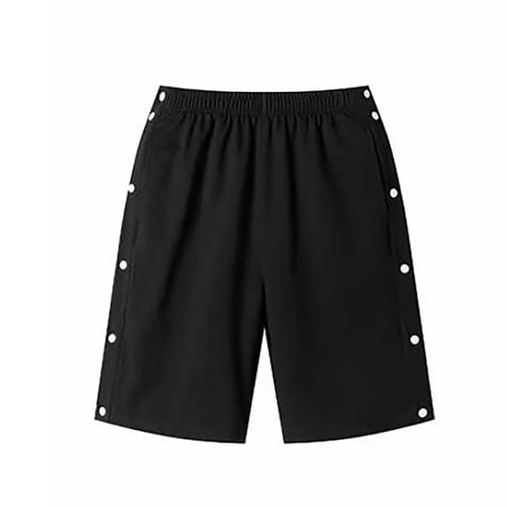 FINALGANG Mens Solid Color Breathable Casual Shorts With Elastic Waistband Full Side Snap Buttons Loose Fit Shorts For Sports Training Daily Streetwear Soft Shorts