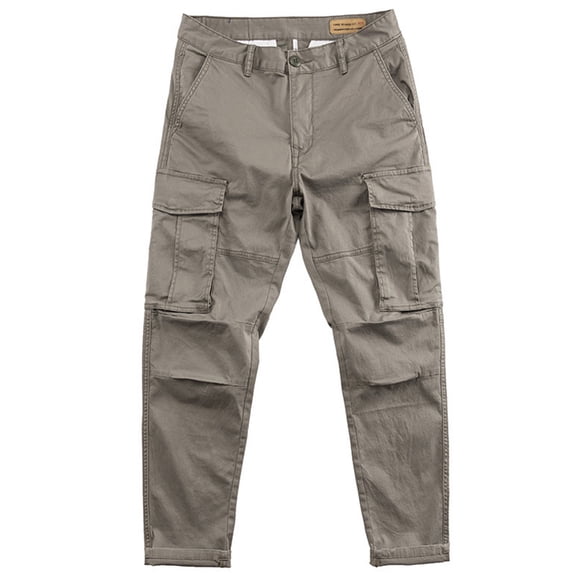 FINALGANG Mens Solid Color Cargo Pants Button Closure Relaxed Fit Multiple Pockets Durable Casual Trousers For Street Daily Wear Versatile Bottoms